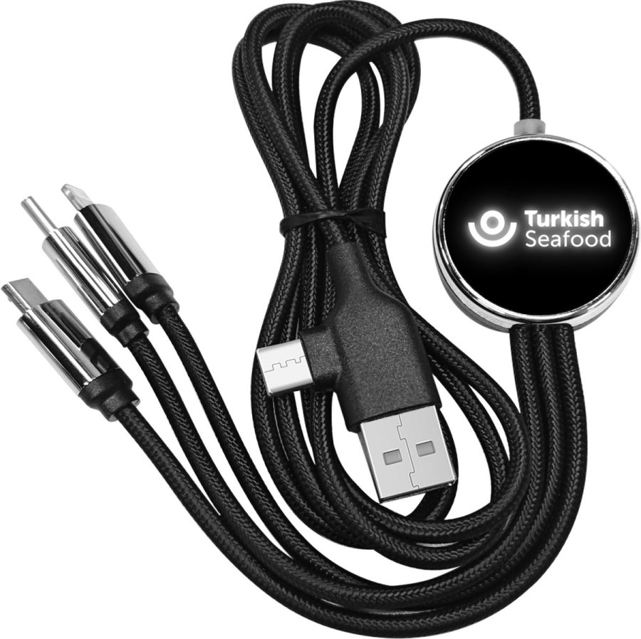 Kabel Işıklı Powerbank Kablosu TYPE-C Giriş-Çıkışlı