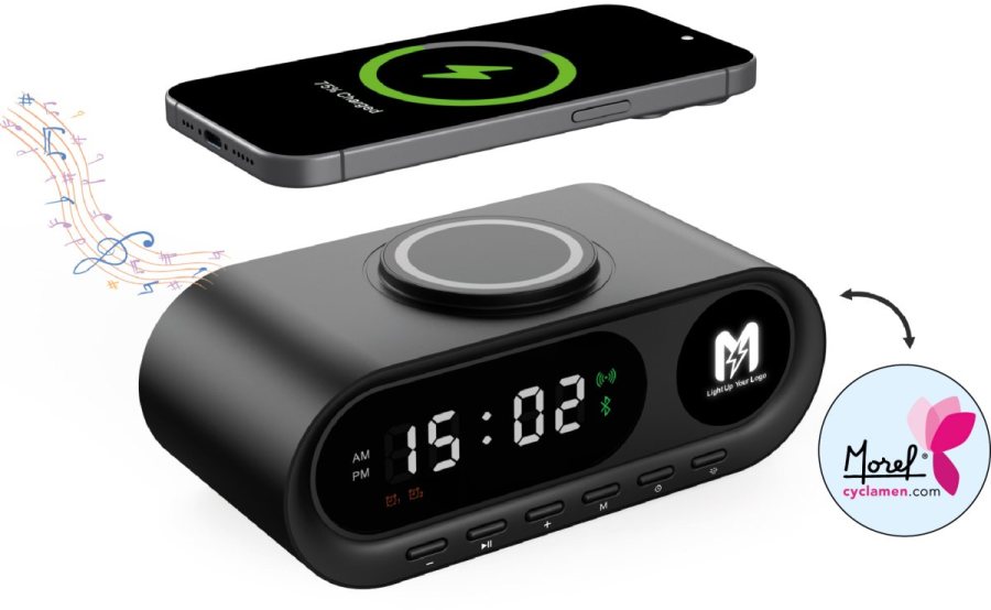 Lanso Işıklı Saatli Wireless Charger & Speaker 5
